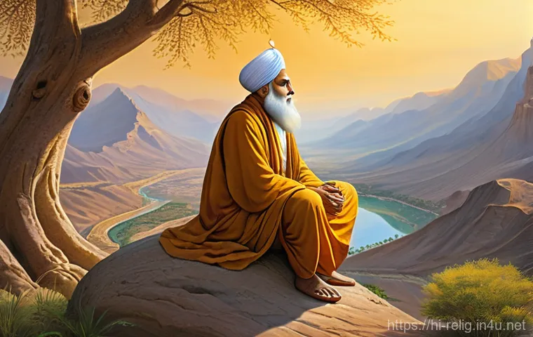시크교의 역사와 창시자 구루 나나크 - **Prompt 1: The Visionary Child, Guru Nanak Dev Ji, Performing "Sacha Sauda"**
    A vibrant and hea...