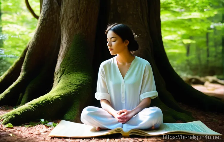 종교적 세계관과 철학적 논의 - **Prompt 1: The Seeker's Contemplation**
    A serene, gender-neutral individual, dressed in modest,...